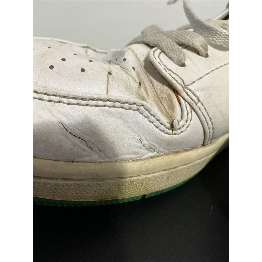 Air Jordan 1 Low Mens White Green Sneakers 553558-129 Size 10.5